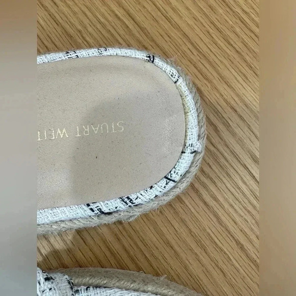 Stuart Weitzman Bandeau Espadrilles Flat Sandals Tweed Bows Womens Size 7.5 - Picture 8 of 12